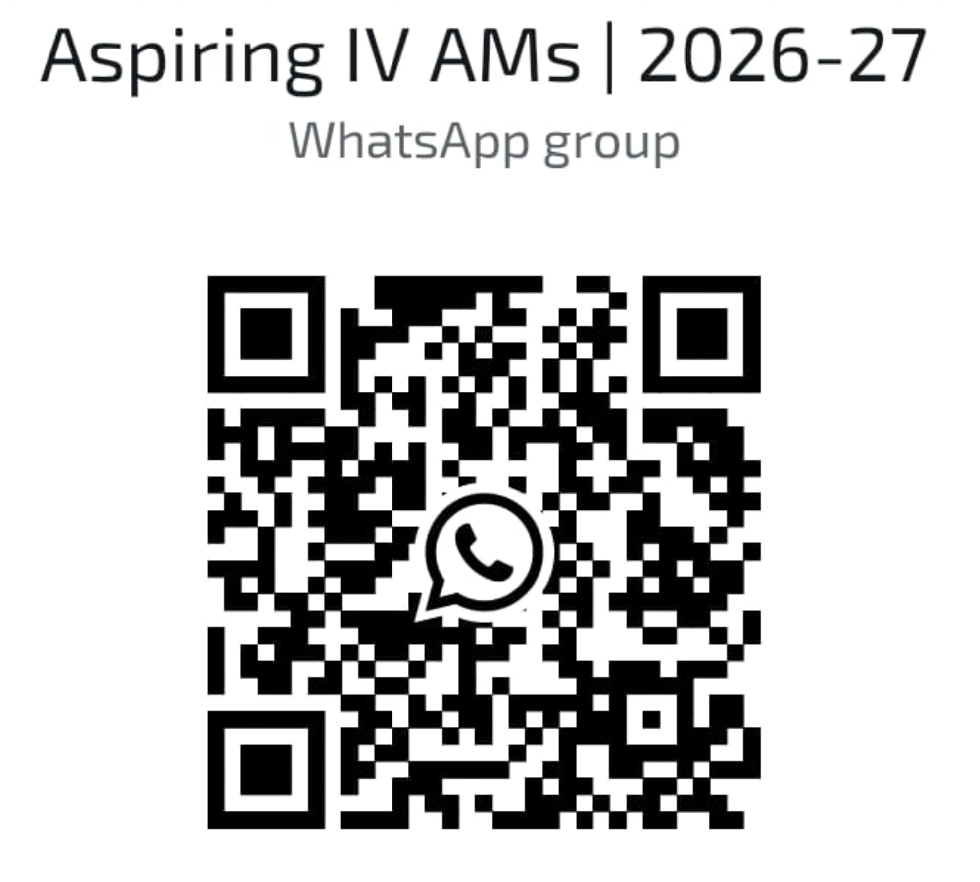 QR code for the Aspiring IV AMs WhatsApp group